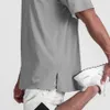 Mężczyźni prowadzący sport luźne ponadwymiarowa koszulka fitn thavag z krótkim rękawem Cott Letni lato męski trening kulturystyka Top Man 22md#