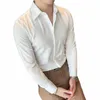 男性用の英国スタイルの秋のソリッドシャツ首輪lgスリーブカジュアルシャツfi businフォーマルDrシャツM-4xl 45by＃