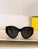 Lunettes de soleil ovales en forme d'oeil de chat pour femmes, or noir, verres gris foncé, accessoire de lunettes, nuances de Protection UV avec boîte 7686197