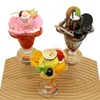 Tasse à Pudding aux faux fruits, fleurs décoratives, tasses à gelée, Dessert, apéritif incliné clair pour magasin de gâteaux