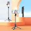 Sticks Xiaomi Multifunktionell selfie -pinne för att filma live streaming triangel mobiltelefonhållare Bluetooth selfie pole med ljus