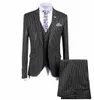 2020 New Men's Pinstripe Suit Three-Pieces Slim Fit Formal Bussin Notch Lapel Tuxedos Best Men For WeddingBlazer+Vest+Pants 98KB#