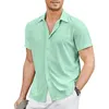 Camicie casual da uomo Camicia da vacanza in tessuto elasticizzato Elegante scollata estiva con colletto rovesciato maniche corte traspirante per A