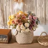 Kwiaty dekoracyjne jesienne węzełkoźniacz Mother's Day's Party Flower Buquet Symulacja Dekoracja domu Ręka Rose Wall Artificial