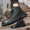 Bottes de moto en cuir pour hommes, chaussures décontractées, printemps et automne, hautes, W8089