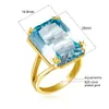 Charme feminino anel de ouro 585 azul topázio pedra preciosa anéis real 925 prata esterlina festa casamento para mulheres jóias finas 240327