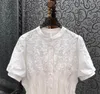 Robes de soirée en coton pour femmes, style d'été, broderie exquise, taille élastique, manches courtes, ligne a, décontractée, blanche, 2024