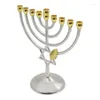 Portacandele Hanukkah Menorah 9 portarami Supporto vintage Goccia durevole in lega di zinco