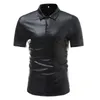 FI HARAJUKU POLO SHIRTS MEN Märken Luxur Nightclub Shiny Gold Sier Summer Short Sleeve Man Dr Shirts Stage Costumes A42B#