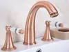 Bathroom Sink Faucets Antique Red Copper Dual Handle Faucet Deck Mounted 3 Install Holes And Cold Water Lavatory Taps