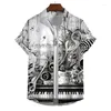 Camisas casuales para hombres Camisa hawaiana Música Impresión 3D Piano Guitarra Negro Blanco Hombres sueltos Verano Playa Fiesta Calle Tops Blusa Ropa
