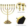 Świec Holders Izrael Menorah Temple 7 Prezent Bożego Narodzenia żydowskie religijne religijne Graal Gold Holder Ornaments