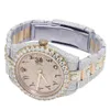 Anpassade lyxvarumärke Watch 18K Gold VVS Moissanite Diamond Skeleton Mechanical Watches