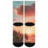 Damessokken Oceaan Zonsondergang Palmboom Print Retro Kousen Paar Medium Zacht Fietsen Herfst Ontwerp Antislip