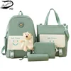 Sacs d'école Fengdong Sac à dos élémentaire pour filles Mignon Style coréen Enfants Kawaii Sac de livre vert