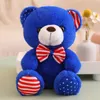 25CM British Style Bow Tie Teddy Bear Plush Toy Stuffed Animals Bear Kids Hug Plushie London Stripe Star Flag Style Plush Toys