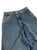 JNCO Jeans Y2K Harajuku Hip Hop Letter broderad Vintage Baggy Denim Pants Mens Goth High midja breda byxor 240315