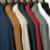 Nya herrar LG Sleeve T Shirt Butt Lightweight Lapel Loose Polo Shirt Solid Color Top N2OG#