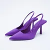 Sandálias de verão 2024 Moda feminina de ponta dos pés altos Sapatos de cores sólidas para mulheres Zapatos Mujer V