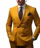 Men de jaune foncé Tuxedos Busin costume Groom Soupleur Prom Wedding Party Formal 2 pièces Set Veste Pantalon A0UV #