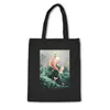 Shopping Bags Japanese Style Canvas Bag Cotton High Quality Black Unisex Handbag With Fish Print Custom Cloth Bolsas De Mano216i