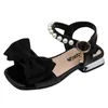 Sandals New Princess Shoes Children's Small Summer Little Girl Bow Beach Shoes Fashion Sandal Heels Sandals Kids Shoes 240327