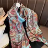 Sciarpe Sciarpa classica con stampa paisley Scialle elegante in raso di seta imitazione Protezione solare esterna Avvolgere la testa antivento Turbante Hijab