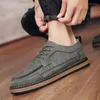 Casual Shoes Men's British Style Moccasins äkta läderlägenheter Zapatos Hombre Suede Loafers Skodon Male Chaussures