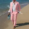 2 sztuki beżowe garnitury dla mężczyzn Slim Fit Wedding Groom Tuxedos Groomsmen Suits Mężczyzna Fi Beach Costume Homme Blazer z spodniami F08V#