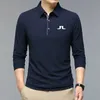 Moda masculina golfe manga longa sólida casual camisas polo primavera outono streetwear roupas masculinas lapela xadrez negócios escritório topos 240312