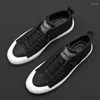 Casual Shoes Genuine Leather Men High Top Footwear Fashion Street Style Black White Mens Big Size 45 KA4326