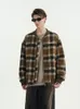 Vintage Lattice Giacca da baseball in lana Uomo Donna High Street Casual Addensare Frangivento Cappotti Coppia allentata Bomber Outwear americano a5Kq #