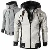 2024 Zipper Hommes Vestes Automne Hiver Casual Manteaux Polaires Bomber Veste Col Écharpe Fi À Capuche Vêtements Pour Hommes Slim Fit À Capuche A6fU #