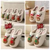 Nouveau Confortable Maison Mignon Dessin Animé Père Noël Couples Chaud Coton GAI doux Moelleux Noël Designer Elk Belle Épaisse En Peluche Unisexe Hiver Blanc pantoufles eur 36-45