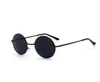 Rétro Vintage noir argent gothique Steampunk rond lunettes de soleil en métal pour hommes femmes miroir cercle lunettes de soleil mâle Oculos g041422227