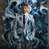 2024 Blue Flame Men's Trousers Suit Men's 3d Digital Printing Suit Cos Party Stage Nightclub Shiny Cool Performance Suit x852#