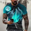 Herren T-Shirts 3D-Druck Wolf T-Shirt Männer Sommer übergroße Kurzarm Tops Pullover 2023 Mode Streetwear Männer coole Kleidung günstige T-Shirts 240327