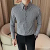 Roupas de marca masculina primavera alta qualidade busin dr camisas/masculino fino ajuste fi xadrez lapela lg manga camisas 4xl-m 7515 #