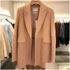 Costumes pour femmes Blazers Femmes Lâche Sauvage À La Mode Casual Mince Sans Bouton Couture Tricot Design Mi-Longueur Veste De Costume Femme K Dhjde