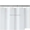 Duschgardiner Solid Polyester Waterproof Fabric Decoratived Modern White Curtain Q240116 Drop Leverans DH3J9