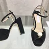 Sandali Sacaria Paltform da donna di lusso Scarpe firmate in pelle scamosciata nera Scarpe da sposa sexy da donna di alta qualità Tacchi alti moda 10 cm con scatola