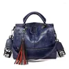 Saco 2024 retro bolsas femininas de alta qualidade couro senhoras ombro mensageiro sacos marca borla luxo crossbody sac