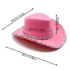 Berets 1Pcs Fashion Western Cowboy Hats With Silver Color Trim For Women Girls Sun Protect Caps Wedding Party Unisex Wide Brim