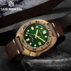San martin abalone bronze mergulhador relógios masculino relógio mecânico luminoso resistente à água 200m pulseira de couro elegante relojes 210728288m