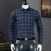 Alta Qualidade 100% Algodão Puro Mens Flanela Camisa Xadrez Manga Longa Regular Fit Homens Bolso Camisa Casual Camisa Social S-4XL 240314