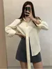 Women's Blouses Spring Shirts Tops Women Irregular Slim Fashion Sexy Korean Style Pleated Ladies Long Sleeve Office Woman