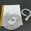 Colar de pingente jóias finas através do testador de diamante gelado miami corrente colar 925 prata esterlina 14mm corrente cubana