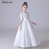 女の子のドレスディデイットルホワイトパフスカートウェディングパーティーのためのエレガントなフラワーガールズドレス