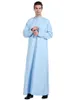 Muslimska män Jubba Thobe Islamiska kläder Ramadan Mens Abaya Dr LG Robe Saudi Wear Musulman Caftan Jubah Dubai Arab Dring X2ux#