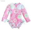 0-24M bébé filles maillot de bain une pièce manches longues maillot de bain imprimé fleuri infantile bébé printemps maillot de bain enfant en bas âge Rash Guard 24327